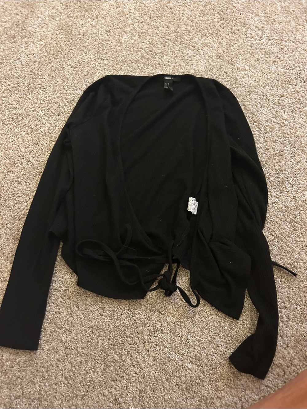 Forever 21 Black Wrap Tie-Front Cardigan